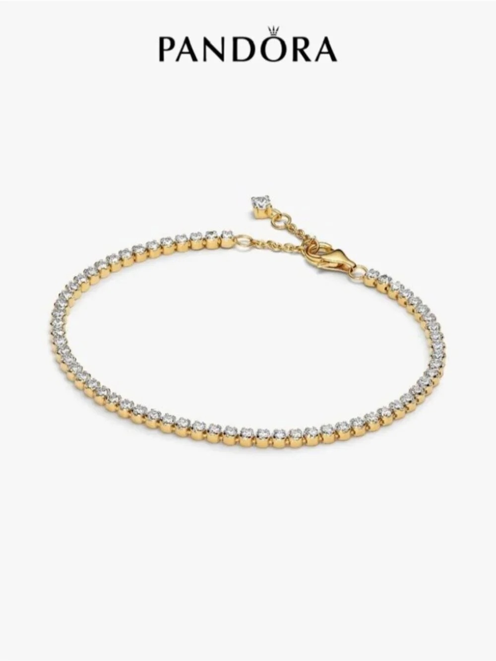 Pandora Gold and Clear Cubic Zirconia Tennis Bracelet